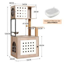 Cat Tree Litter Box Enclosure with Large Hammock - Purrfect Pet Haven