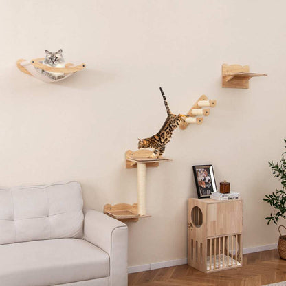Cat Wall Furniture with Hammock Set Of Four - Purrfect Pet Haven