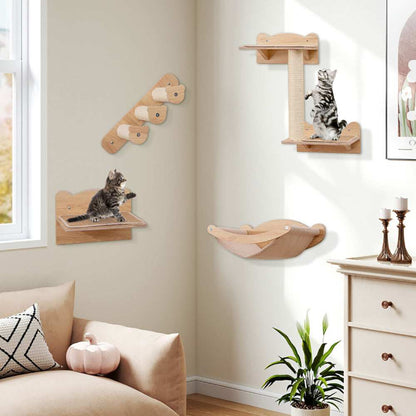 Cat Wall Furniture with Hammock Set Of Four - Purrfect Pet Haven