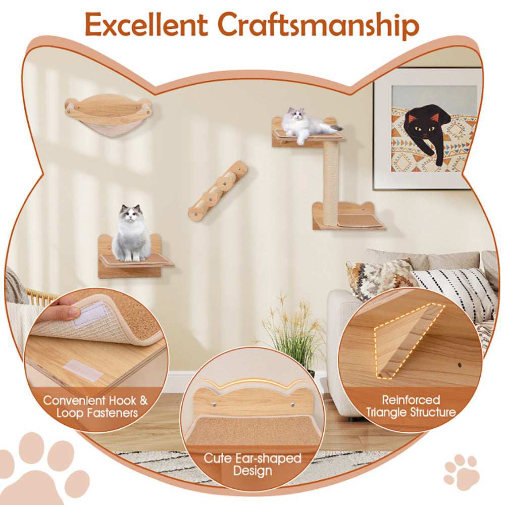 Cat Wall Furniture with Hammock Set Of Four - Purrfect Pet Haven