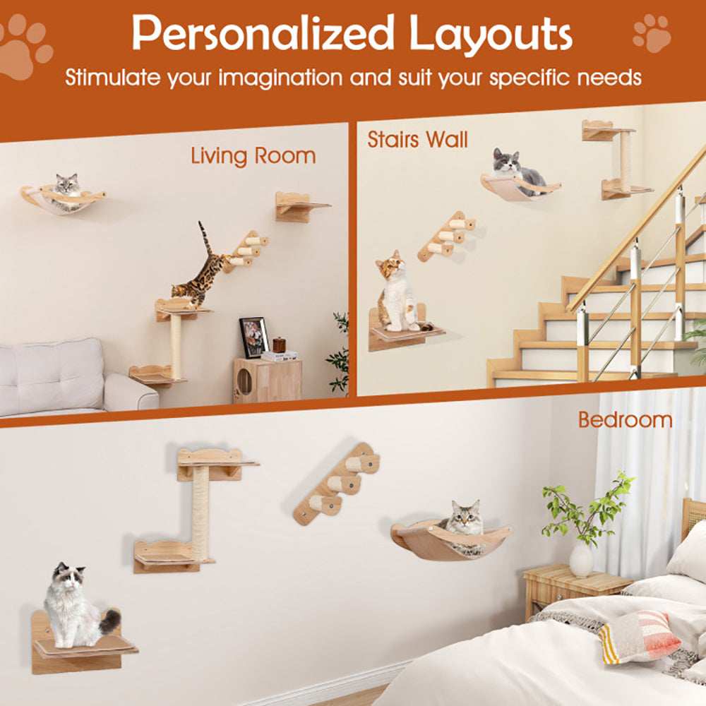 Cat Wall Furniture with Hammock Set Of Four - Purrfect Pet Haven