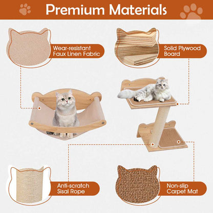 Cat Wall Furniture with Hammock Set Of Four - Purrfect Pet Haven