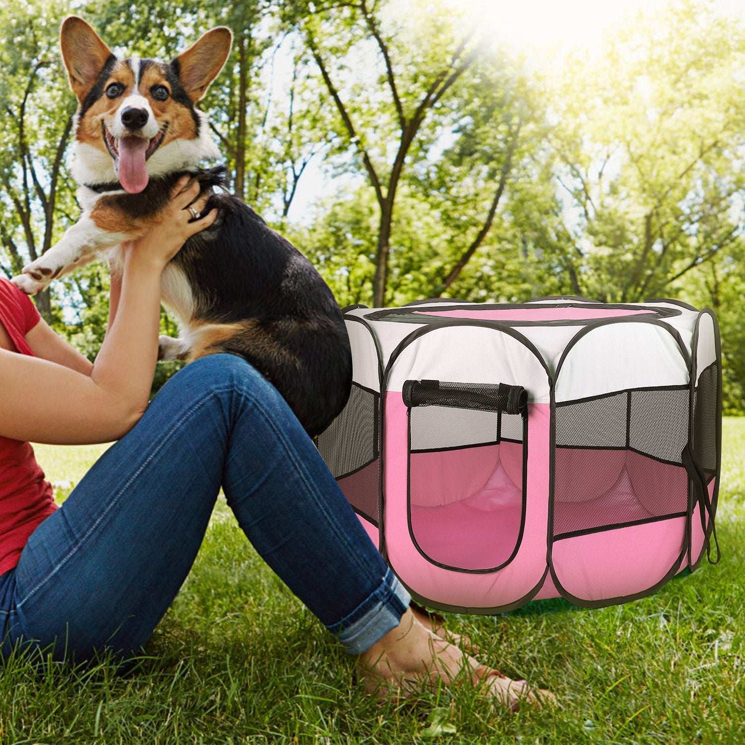 Portable Foldable Pet Tent - 8-Panel Exercise Pen - Purrfect Pet Haven