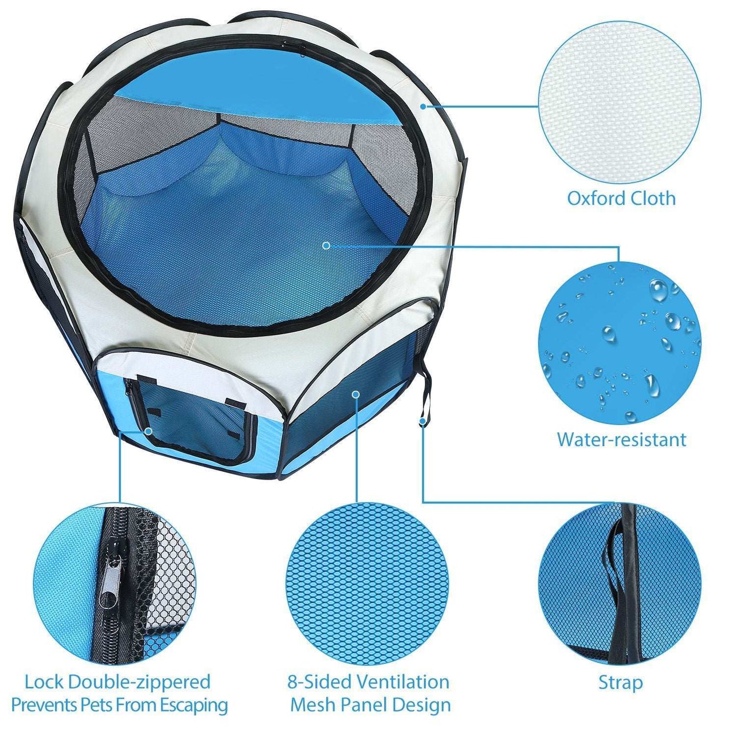 Portable Foldable Pet Tent - 8-Panel Exercise Pen - Purrfect Pet Haven