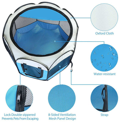 Portable Foldable Pet Tent - 8-Panel Exercise Pen - Purrfect Pet Haven