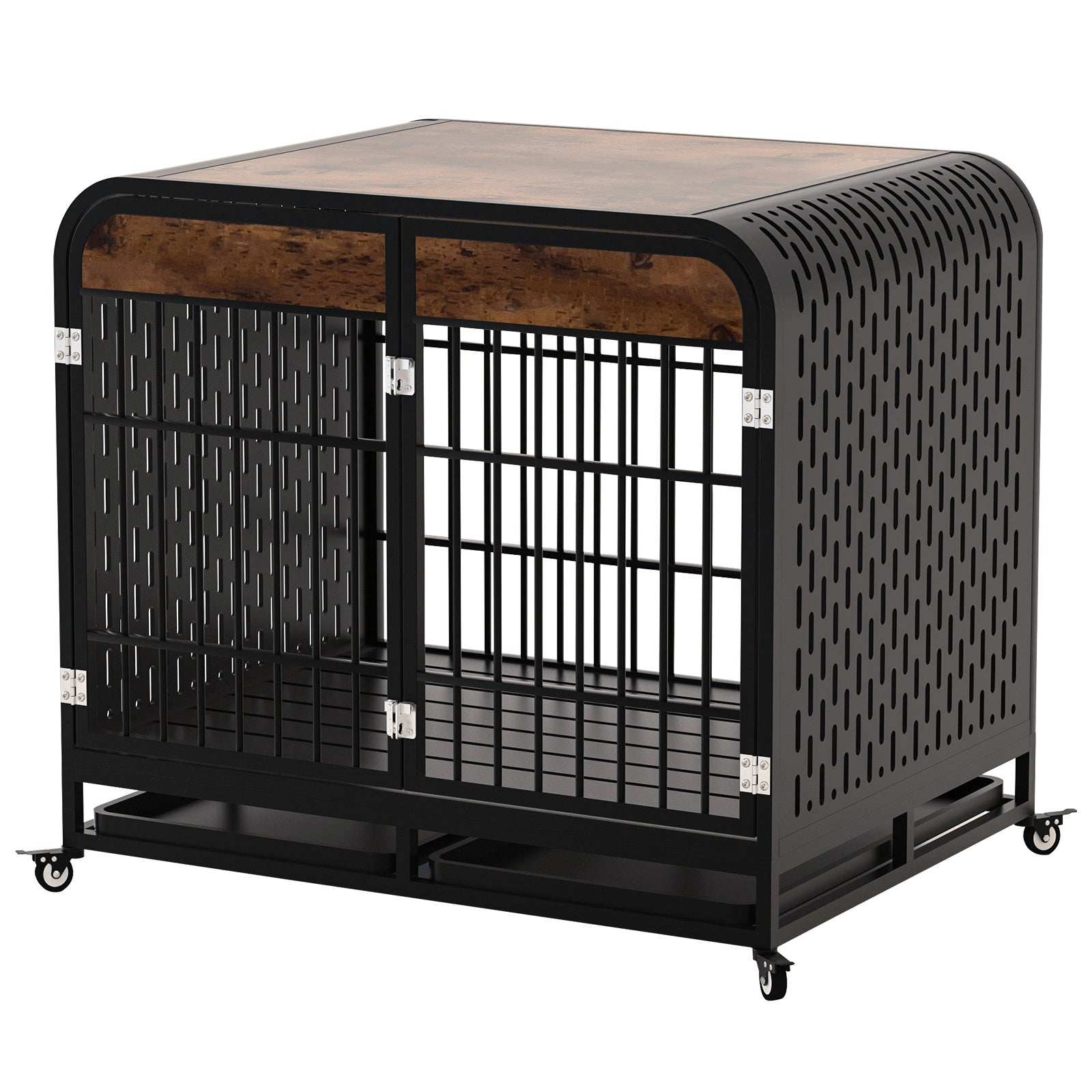 Heavy Duty 42 inch Wooden Table Top Wheeled Furniture Dog Crate - Purrfect Pet Haven