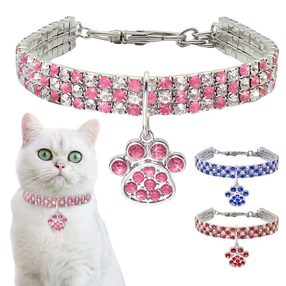 Pet Collar With Diamonds, Mixed-color Cat And Dog Supplies, Cat Claws, Elastic Cat And Dog Necklace Jewelry - Purrfect Pet Haven