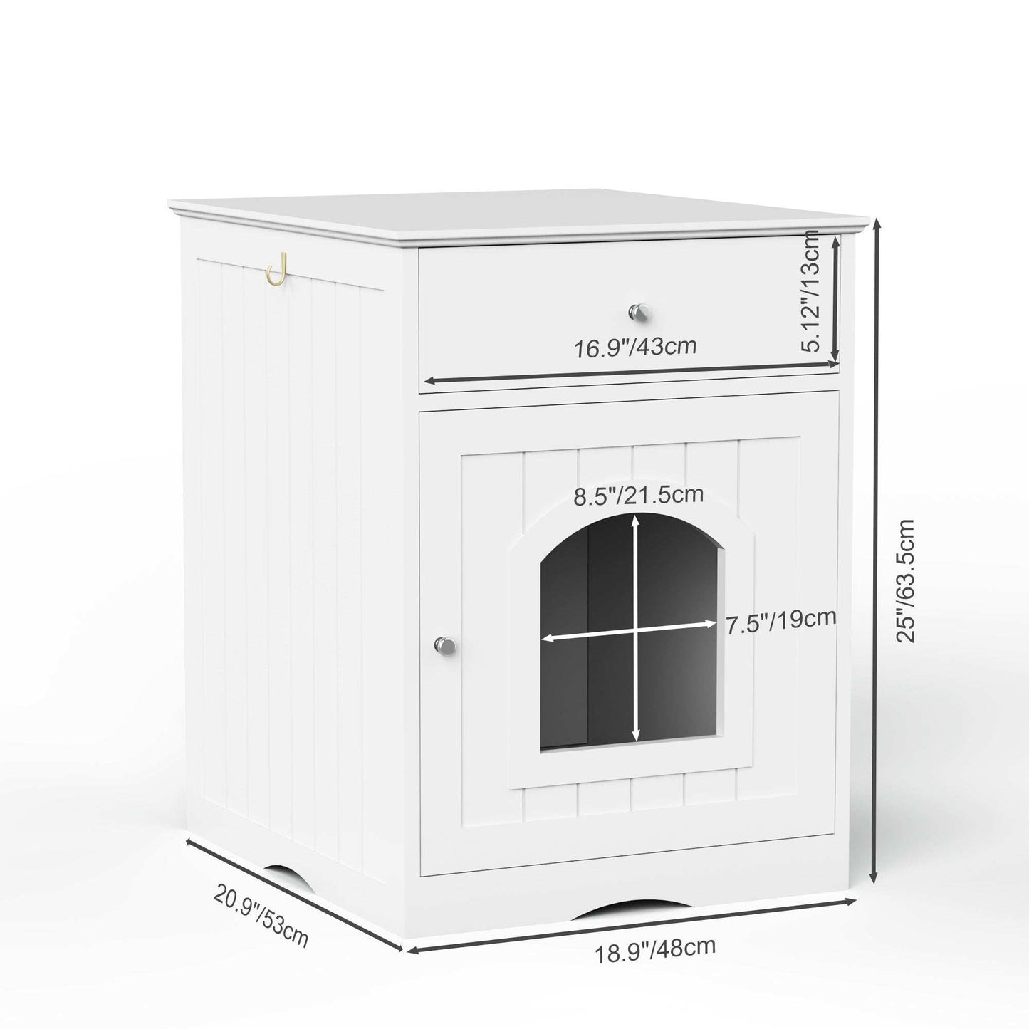 Wooden Pet House Litter Box Fence With Drawers - Purrfect Pet Haven