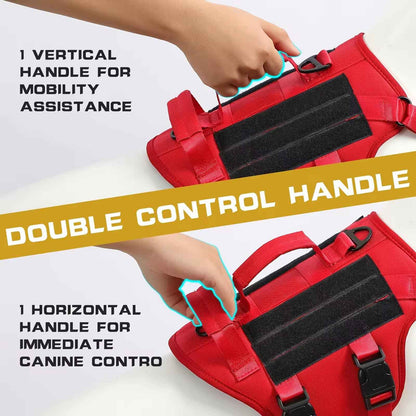 Heat-resistant Durable Nylon Tactical Service Dog Harness, Adjustable No-pull Reflective Vest With Dual Handles For Large Dogs