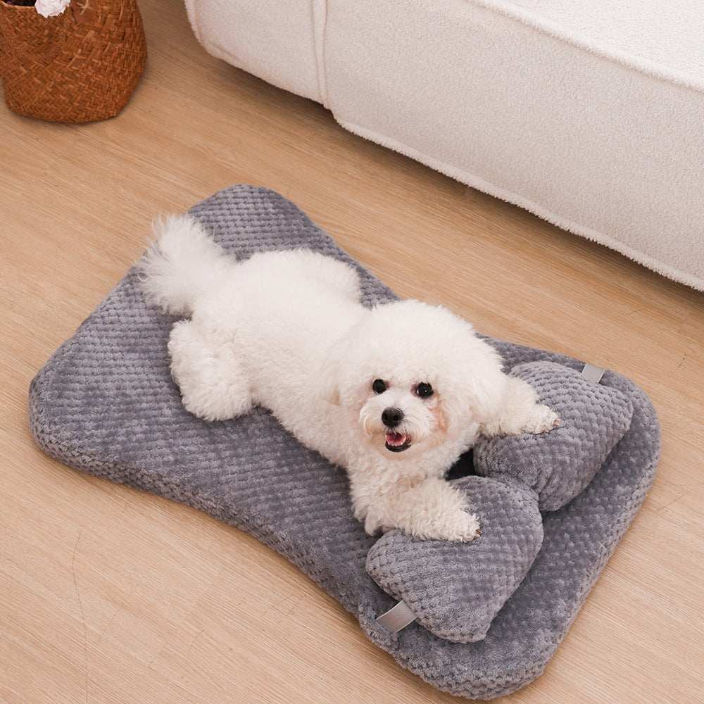Soft Plush Calming Cushion Pet Bed Mat with Pillow - Fits Dogs Cats - Purrfect Pet Haven