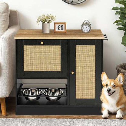 Elevated Dog Bowl Stand - 2 Bowls with Storage Cabinet - Purrfect Pet Haven