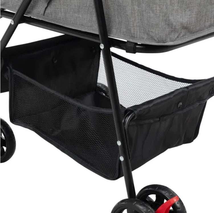 Foldable Pet Stroller, Small Dog Cat Stroller With Storage Basket For Small Puppies, Gray And Black - Purrfect Pet Haven