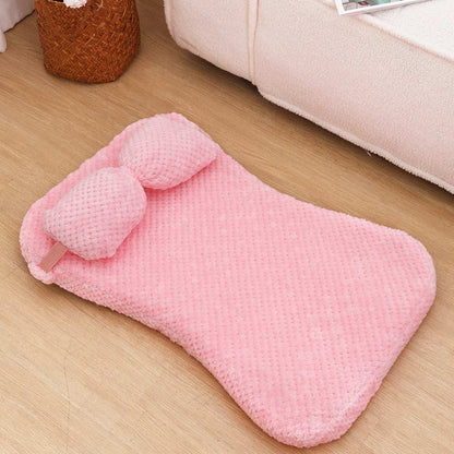 Soft Plush Calming Cushion Pet Bed Mat with Pillow - Fits Dogs Cats - Purrfect Pet Haven
