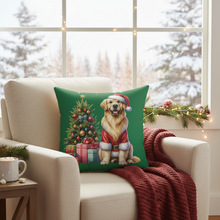 Christmas Golden Retriever pillow on armchair