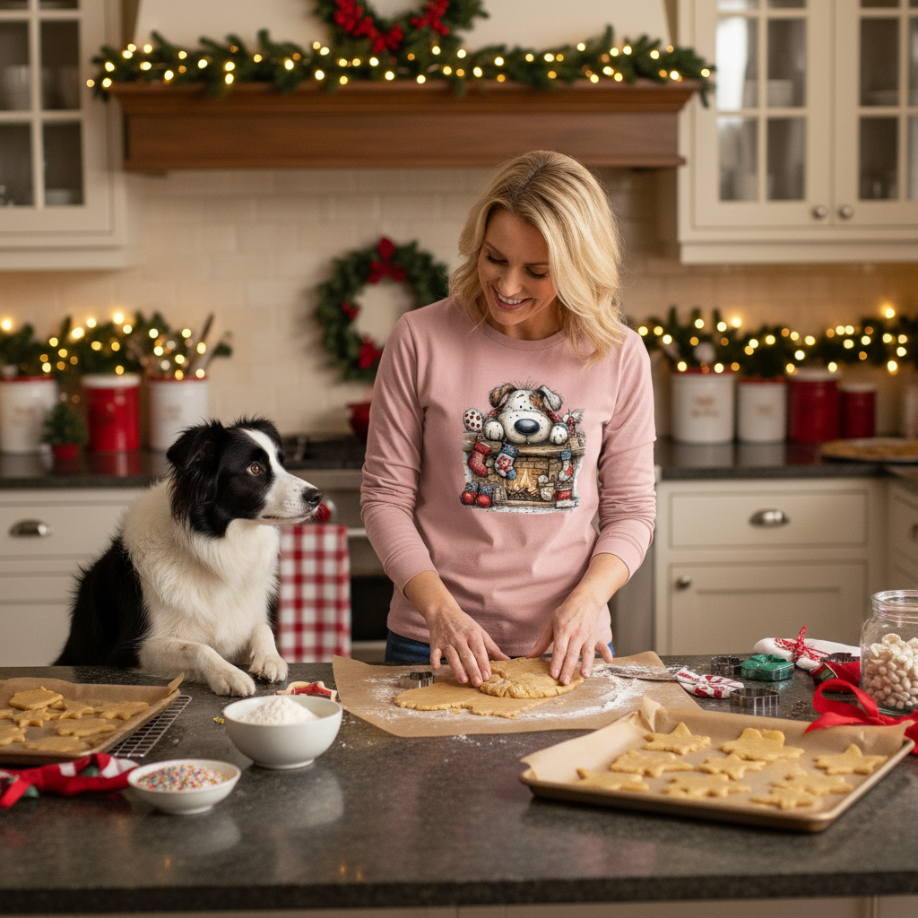 Comfort Colors Christmas Mantel Pup Long-Sleeve Shirt - Purrfect Pet Haven