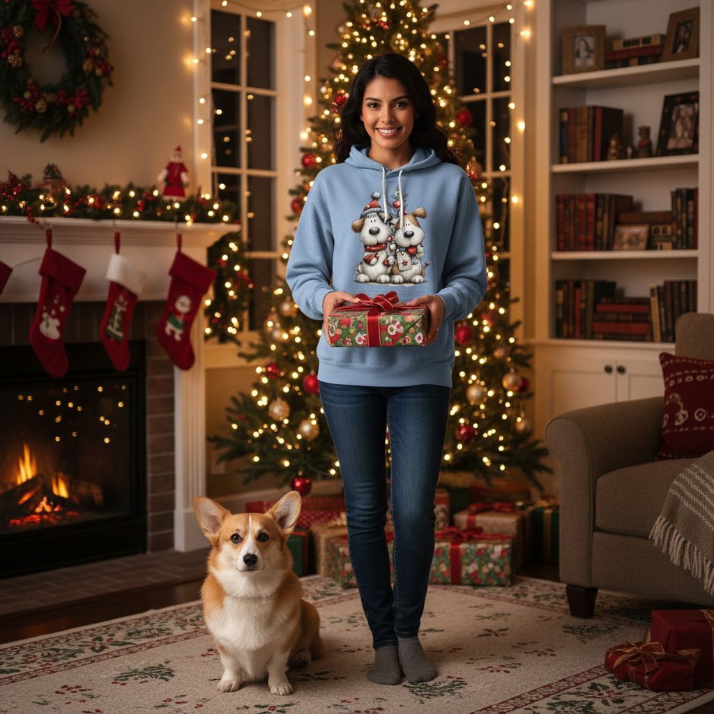 Comfort Colors Christmas Pup Couple Hoodie - Dog Lover Gift - Purrfect Pet Haven