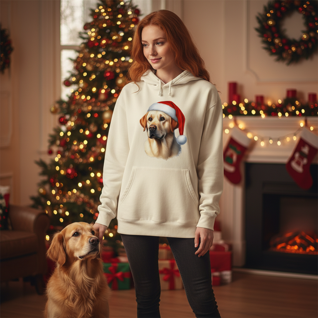 Golden Retriever Santa Hat - Comfort Colors Holiday Hoodie - Purrfect Pet Haven