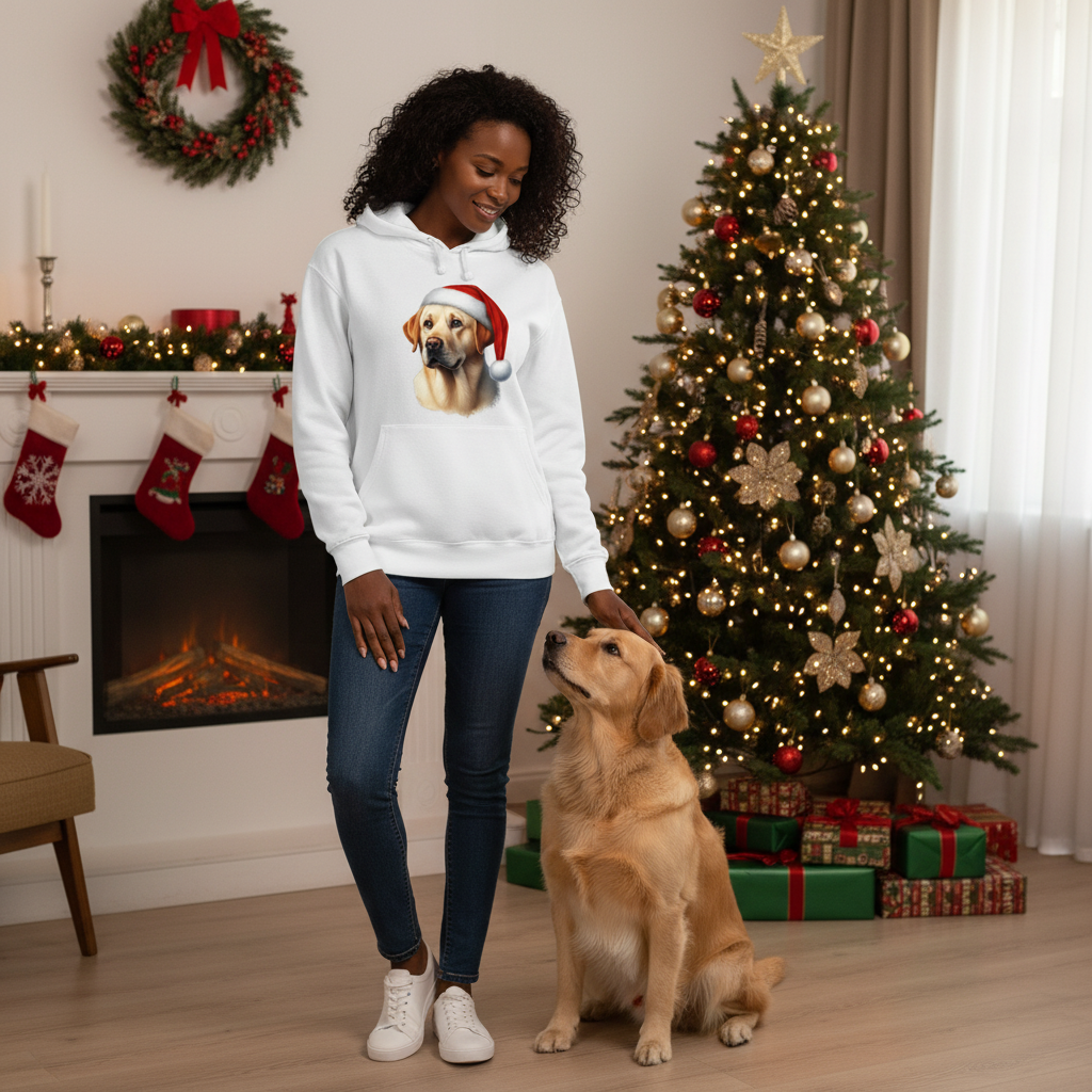 Golden Retriever Santa Hat - Comfort Colors Holiday Hoodie - Purrfect Pet Haven