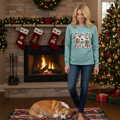 Comfort Colors Long Sleeve - Whimsy Holiday Pups Tee - Purrfect Pet Haven