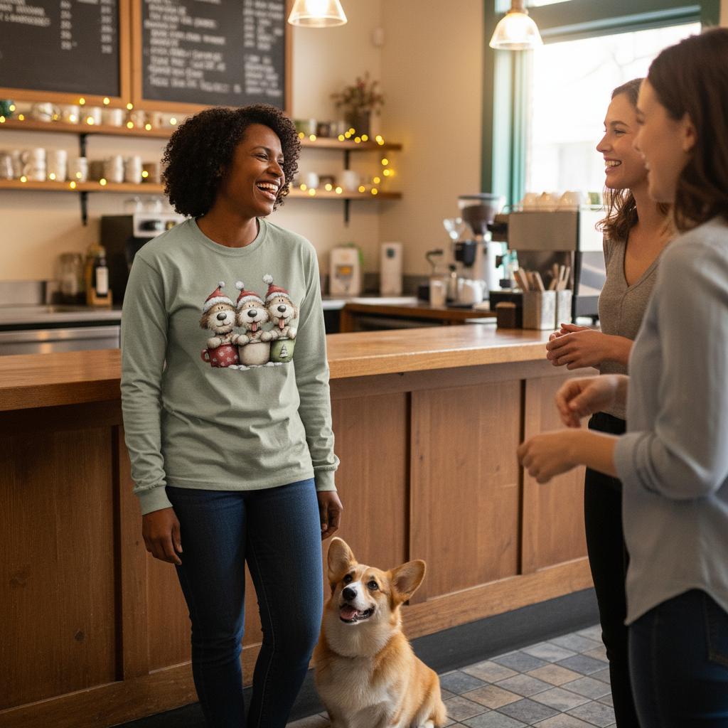 Comfort Colors Long Sleeve - Whimsy Pup Cups Tee - Purrfect Pet Haven