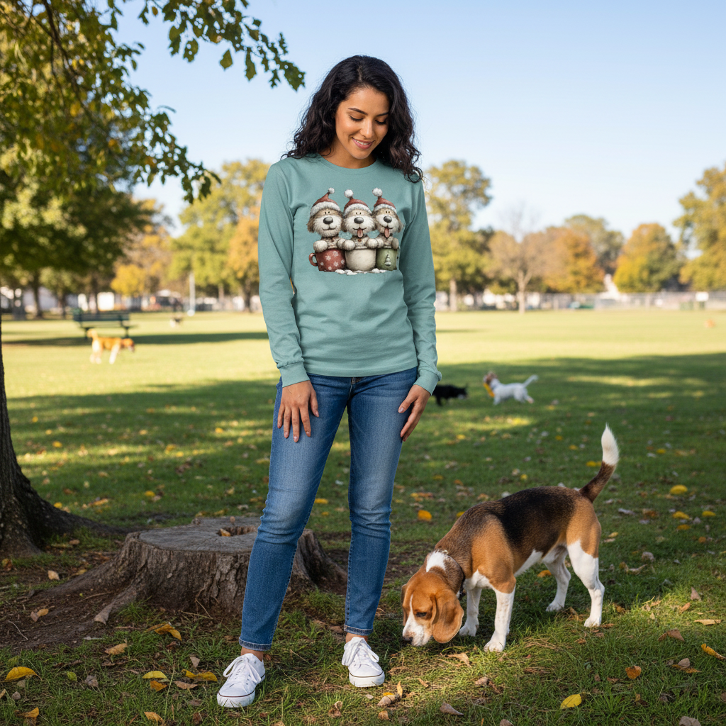 Comfort Colors Long Sleeve - Whimsy Pup Cups Tee - Purrfect Pet Haven