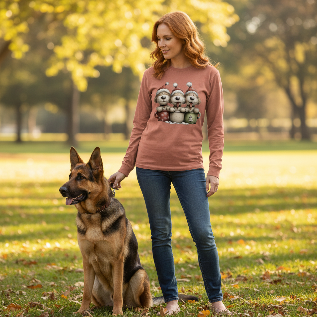Comfort Colors Long Sleeve - Whimsy Pup Cups Tee - Purrfect Pet Haven