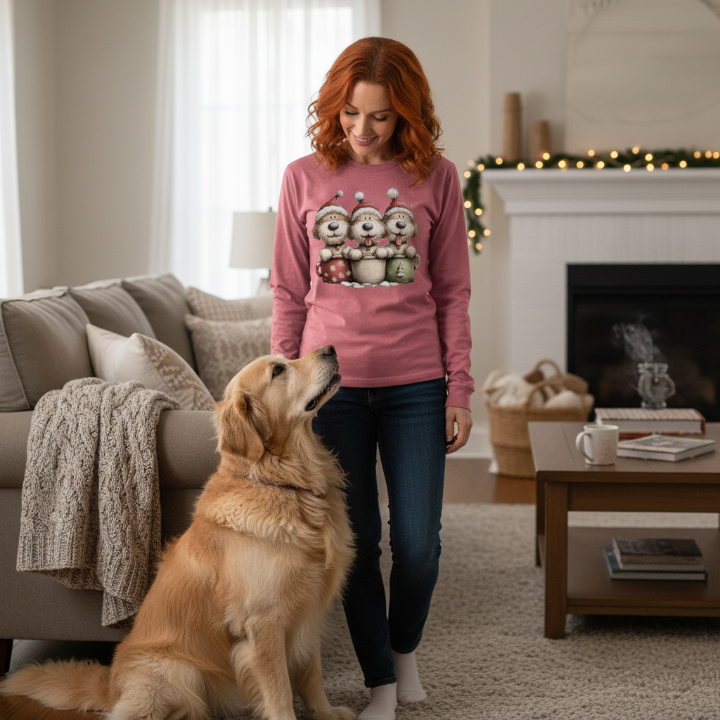 Comfort Colors Long Sleeve - Whimsy Pup Cups Tee - Purrfect Pet Haven