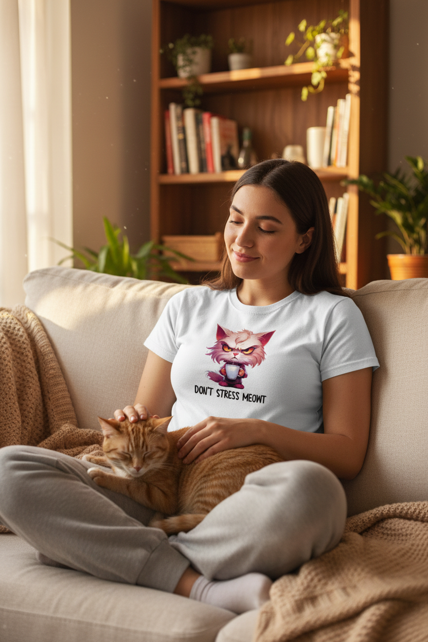 Cat T-Shirt - Stress Meowt Comfort Colors Tee - Purrfect Pet Haven