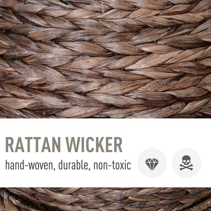 Close-up of hand-woven rattan wicker showcasing durable and non-toxic material for Cozy Wicker Pet Bed Dome