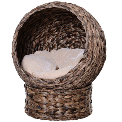 Wefulfil Cozy Wicker Pet Bed Dome with soft cushion for small pets comfort