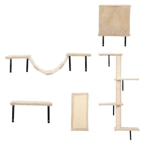 5-Piece Wall-Mounted Cat Tree - Multi-Level Indoor Furniture with Scratch Boards - Purrfect Pet Haven