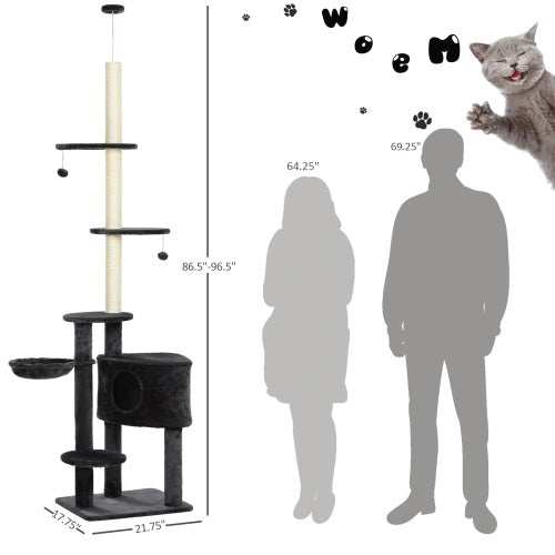 Wefulfil adjustable floor to ceiling cat tree - Sturdy Condo - Purrfect Pet Haven