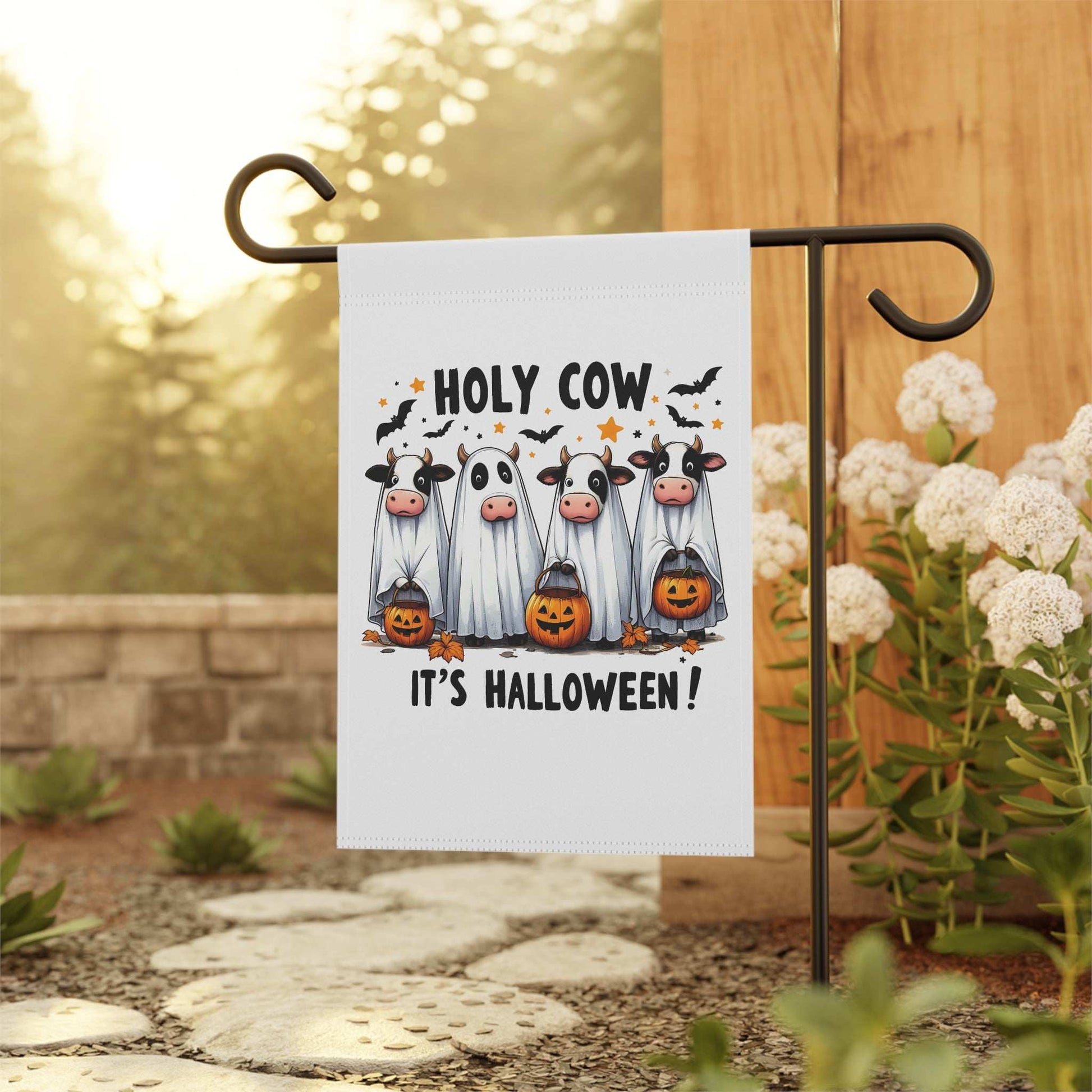 Halloween Garden Banner Flag - Holy Cow It's Halloween - Purrfect Pet Haven