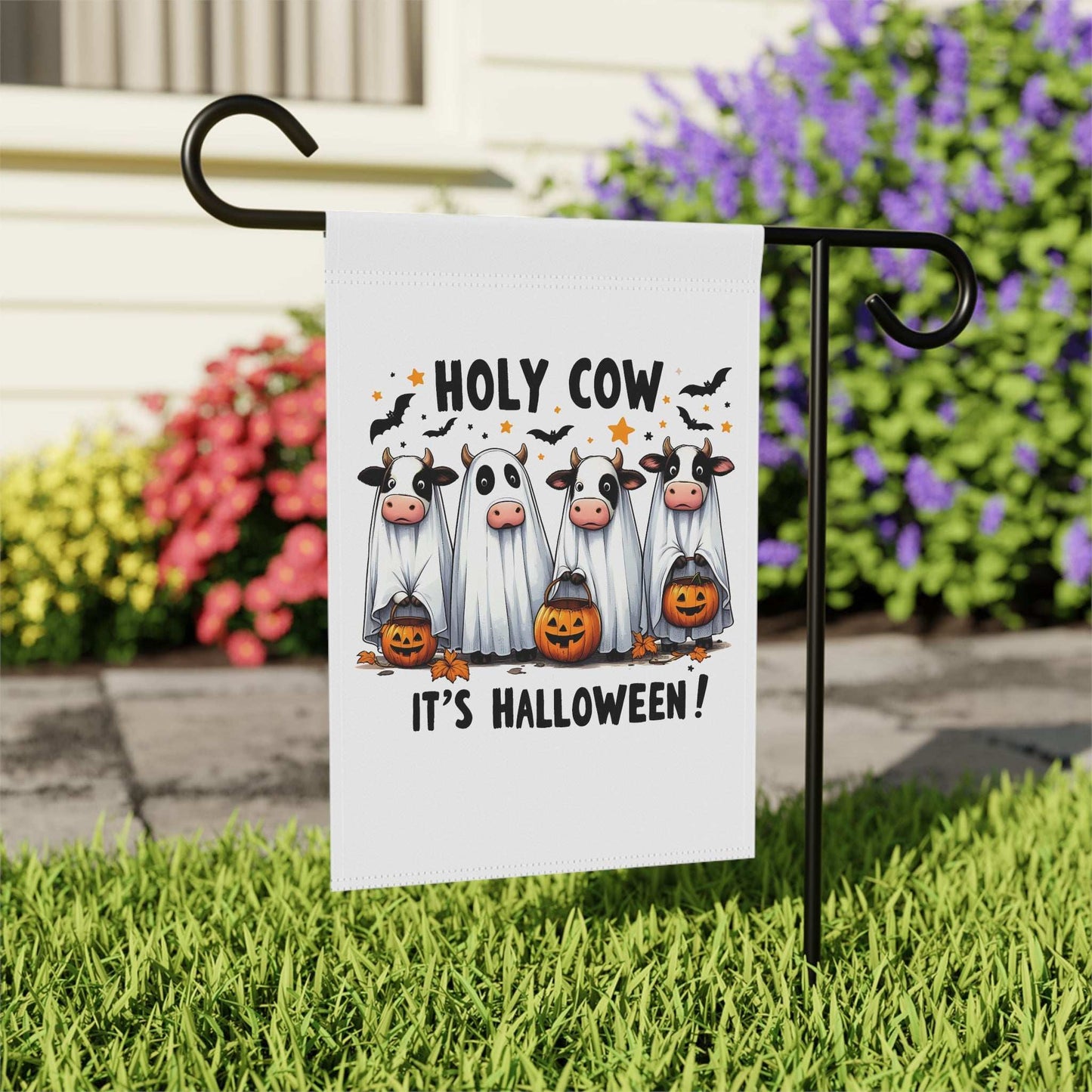 Halloween Garden Banner Flag - Holy Cow It's Halloween - Purrfect Pet Haven