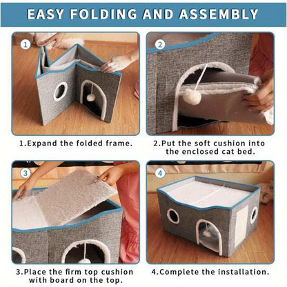Super Wide Cat House For Indoor Cats, Amazon Logistics, And Wal Mart Platform - Purrfect Pet Haven