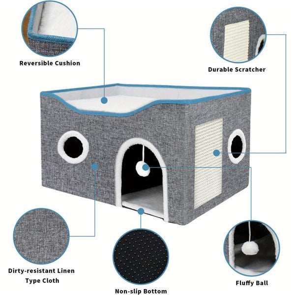 Super Wide Cat House For Indoor Cats, Amazon Logistics, And Wal Mart Platform - Purrfect Pet Haven