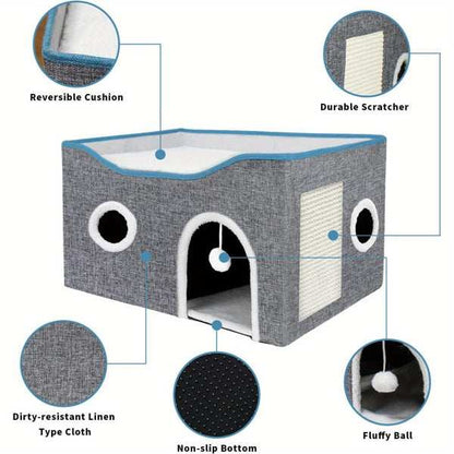 Super Wide Cat House For Indoor Cats, Amazon Logistics, And Wal Mart Platform - Purrfect Pet Haven