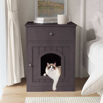 Wefulfil wooden cat litter box enclosure with Drawer & Scoop - Purrfect Pet Haven