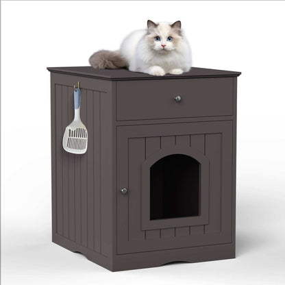 Wefulfil wooden cat litter box enclosure with Drawer & Scoop - Purrfect Pet Haven