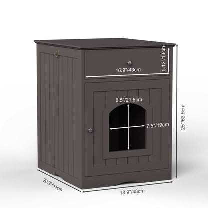 Wefulfil wooden cat litter box enclosure with Drawer & Scoop - Purrfect Pet Haven