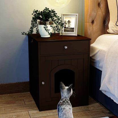 Wefulfil wooden cat litter box enclosure with Drawer & Scoop - Purrfect Pet Haven