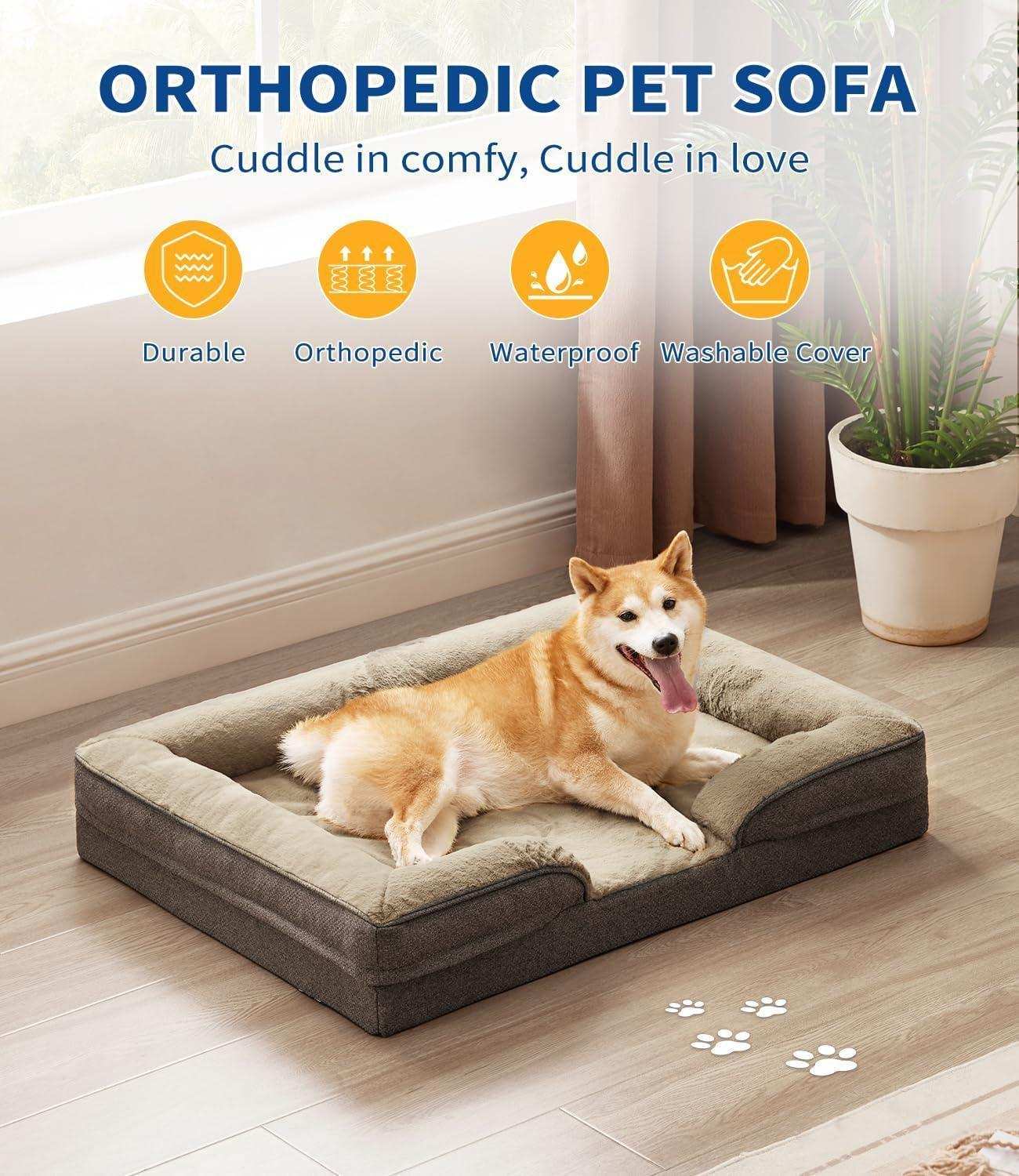Large Orthopedic Dog Sofa - Foam Mattress - Purrfect Pet Haven