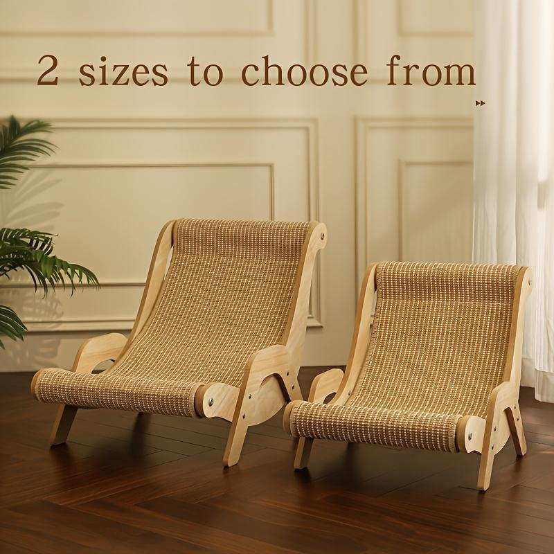 Wefulfil Curved Wooden Pet Lounge Chair in two sizes with woven seat for comfortable pet relaxation