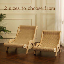 Wefulfil Curved Wooden Pet Lounge Chair in two sizes with woven seat for comfortable pet relaxation