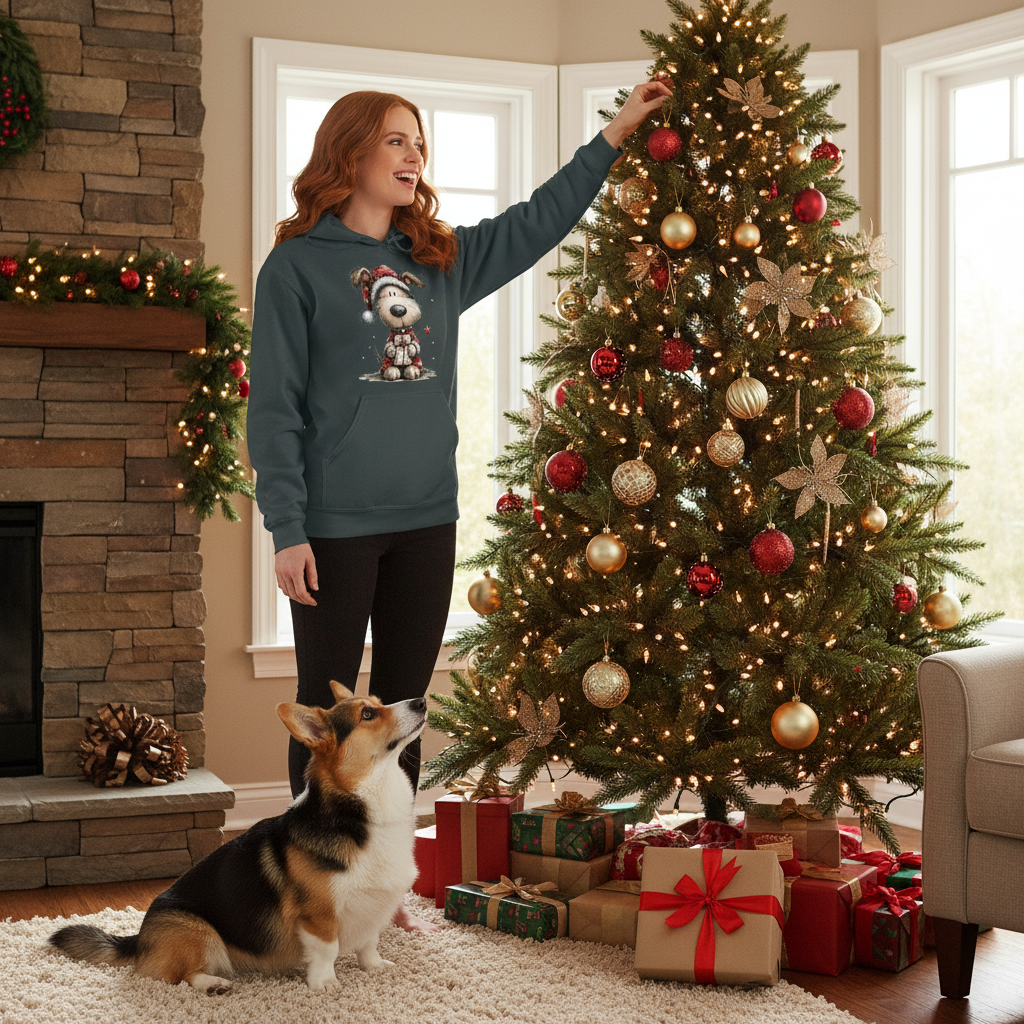 Whimsy Pup Christmas - Dog Lover Holiday Hoodie Gift - Purrfect Pet Haven