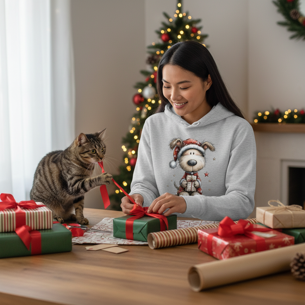 Whimsy Pup Christmas - Dog Lover Holiday Hoodie Gift - Purrfect Pet Haven
