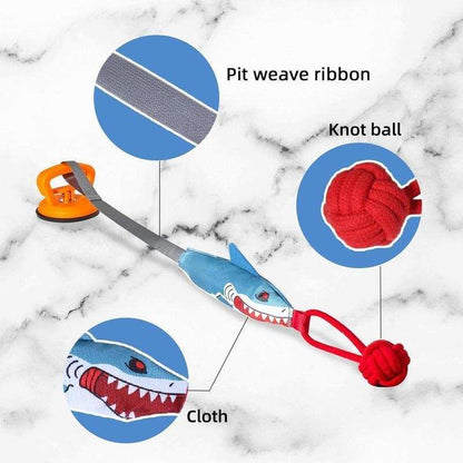 Shark Shaped Interactive Twine Rope Ball Dog Pet Chew Squeaky Toy With Suction Cup - Purrfect Pet Haven