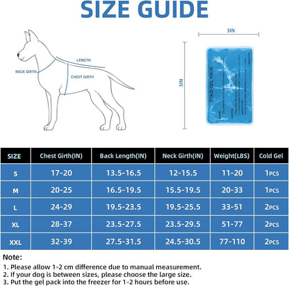 Hot Weather Dog Cooling Vest - Ice Packs and Leash Ring
