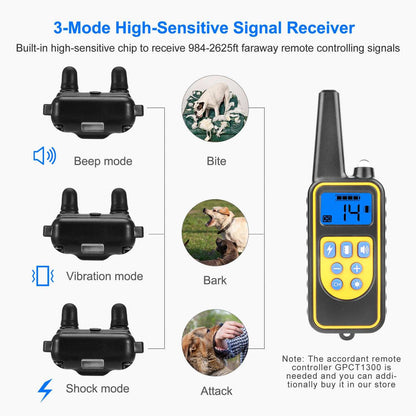Dog Training Collar With Remote IP67 Waterproof Pet Trainer 300mAh Rechargeable 875 Yard Remote Control 4 Modes Adjustable Level - Purrfect Pet Haven