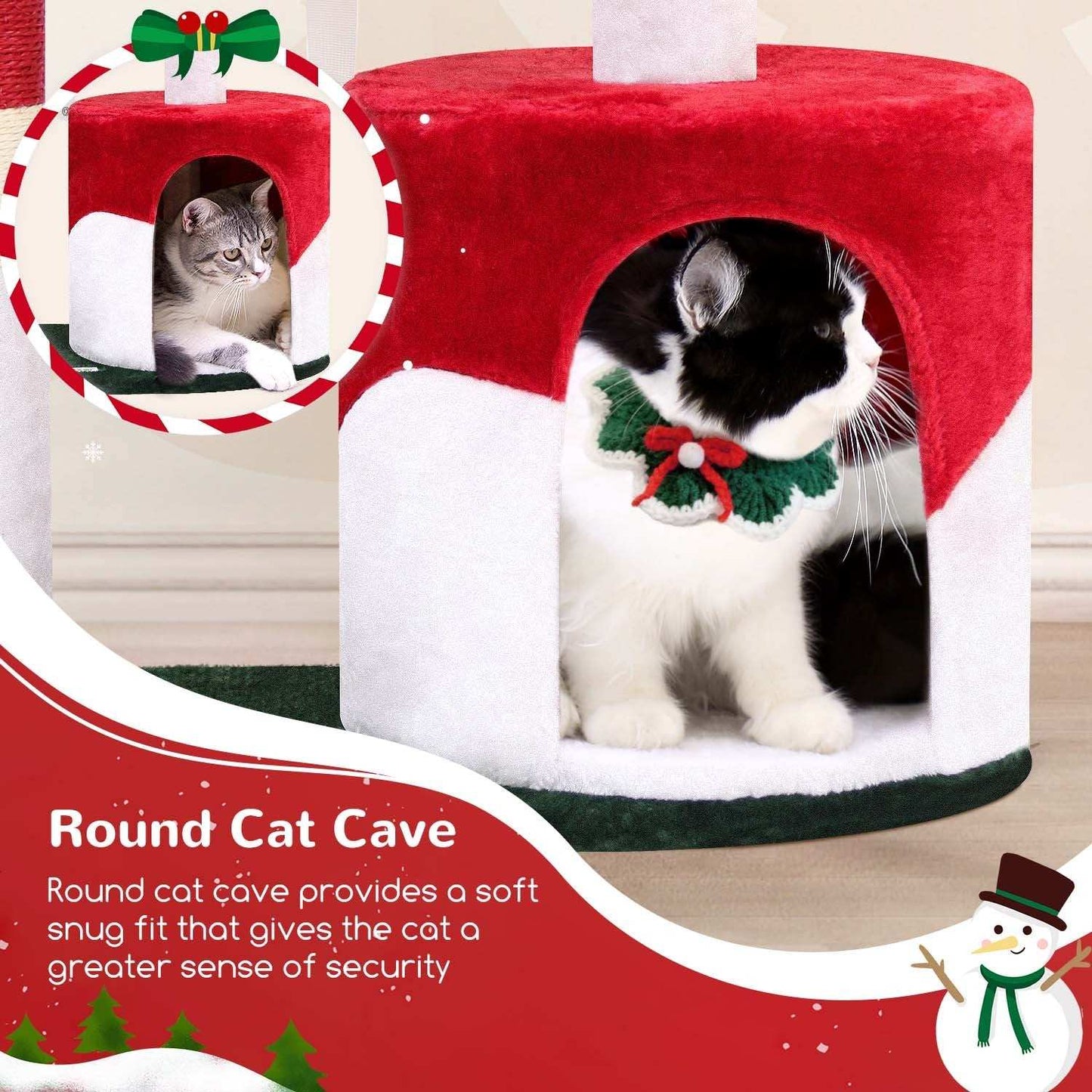33 Inch Christmas Style Cat Climbing Frame - Festive Holiday Cat Tree Tower - Purrfect Pet Haven